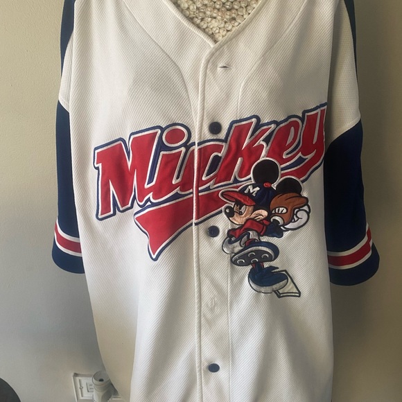 Disney Other - Vintage 90s Disney Mickey Mouse White and Blue Jersey